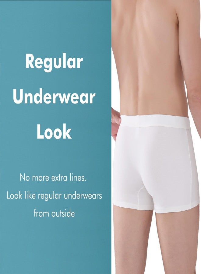 AIRCUTE Washable Absorbent Urinary Incontinence Underwear for Men, Soft Leak Proof Boxer Briefs for Bladder Leakage 60ML (X-Large, White) - Image 4